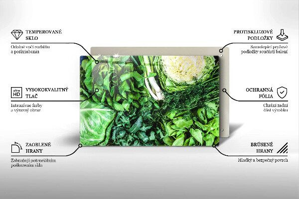 Tabla de cortar de vidrio Vegetales verdes