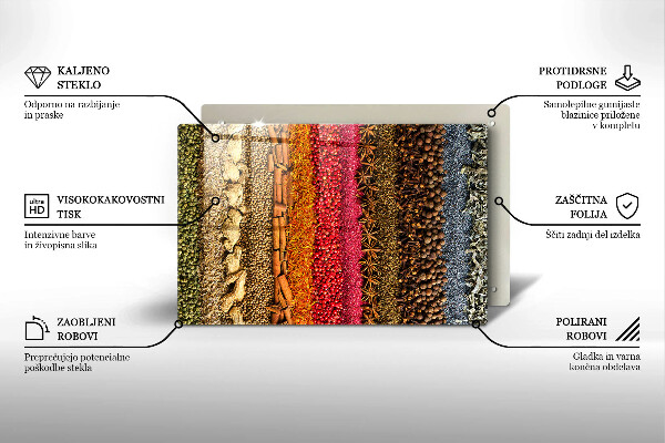 Tabla de cortar de vidrio Especias coloridas