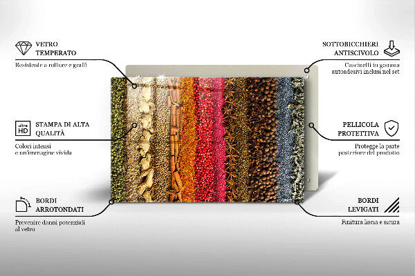 Tabla de cortar de vidrio Especias coloridas