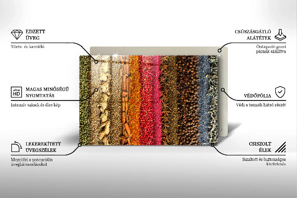 Tabla de cortar de vidrio Especias coloridas