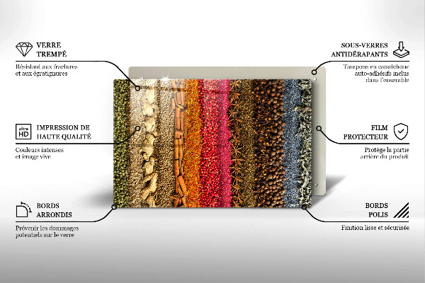 Tabla de cortar de vidrio Especias coloridas