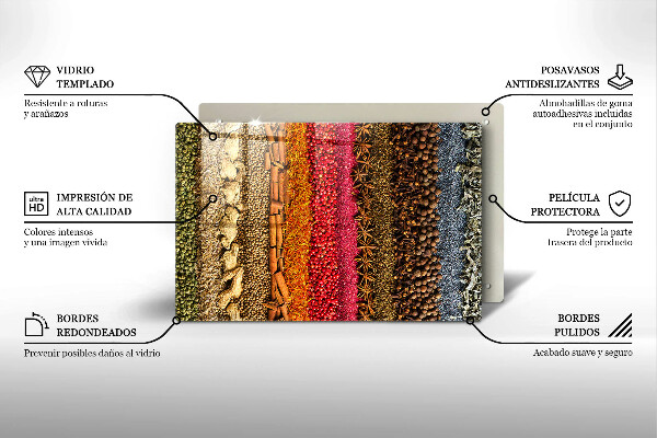 Tabla de cortar de vidrio Especias coloridas