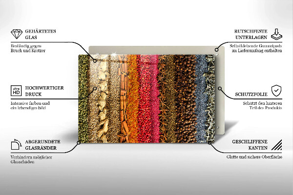 Tabla de cortar de vidrio Especias coloridas