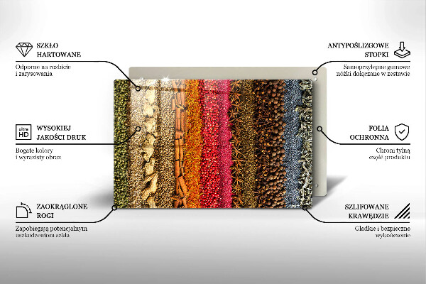 Tabla de cortar de vidrio Especias coloridas