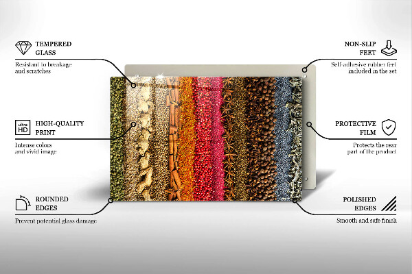 Tabla de cortar de vidrio Especias coloridas
