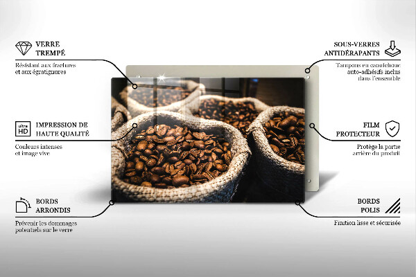 Tabla de cortar de vidrio Bolsas de granos de café