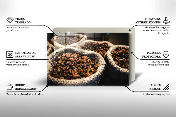 Tabla de cortar de vidrio Bolsas de granos de café