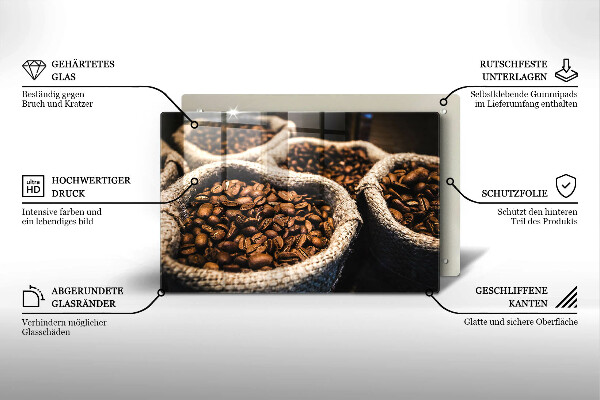 Tabla de cortar de vidrio Bolsas de granos de café