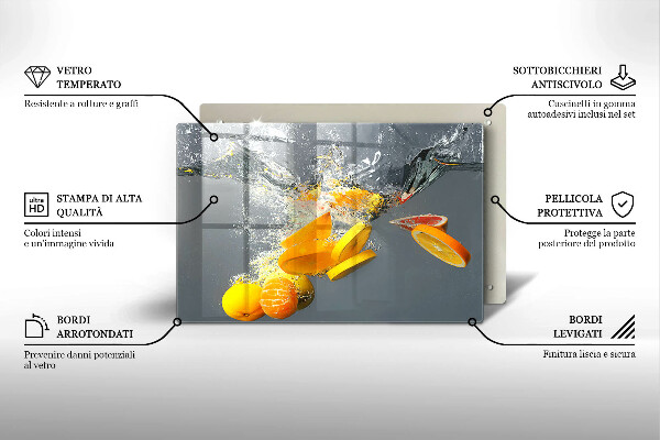 Tabla de cortar de vidrio Limones en agua