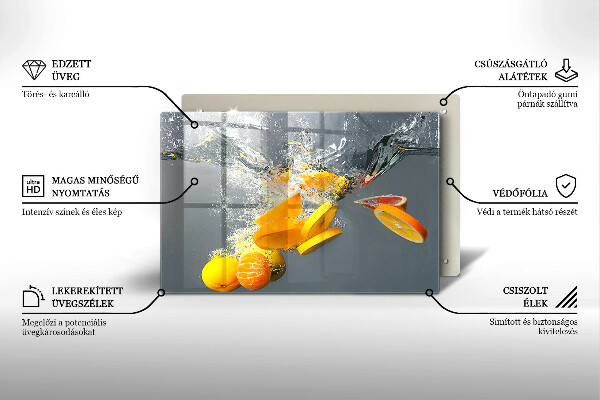 Tabla de cortar de vidrio Limones en agua
