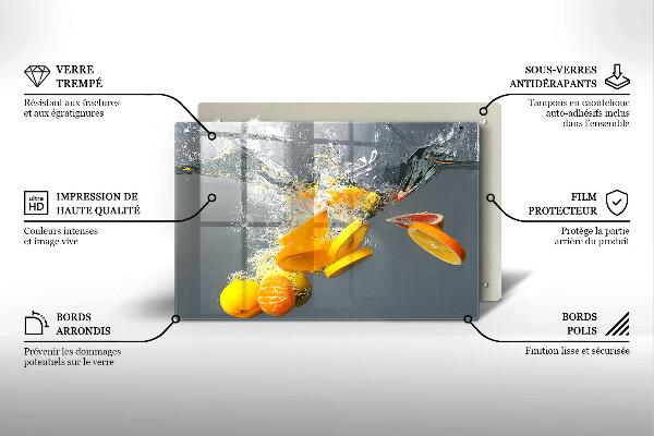 Tabla de cortar de vidrio Limones en agua