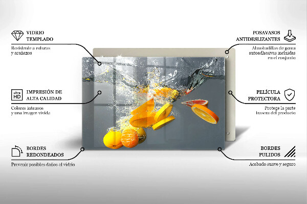 Tabla de cortar de vidrio Limones en agua