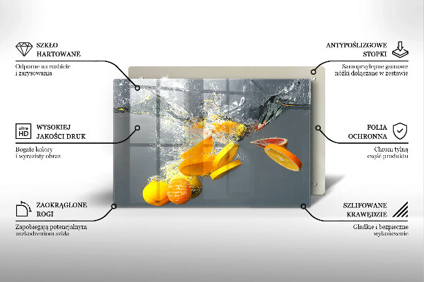 Tabla de cortar de vidrio Limones en agua