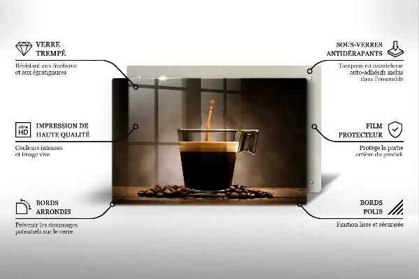 Tabla de cortar de vidrio Vidrio y granos de café