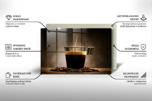 Tabla de cortar de vidrio Vidrio y granos de café