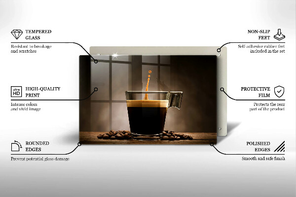 Tabla de cortar de vidrio Vidrio y granos de café