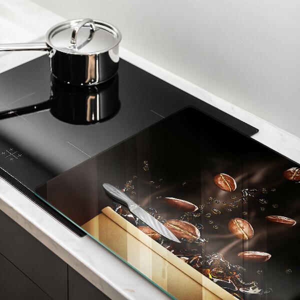 Tabla de cortar de vidrio Granos de café calientes