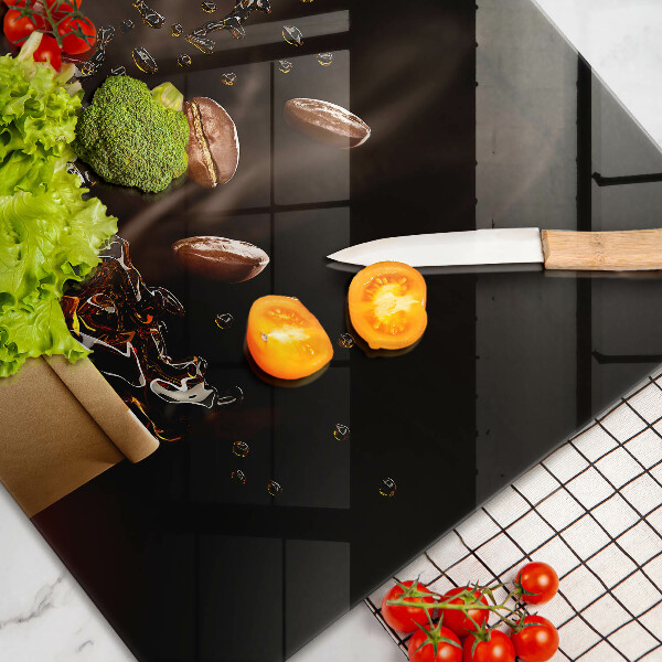 Tabla de cortar de vidrio Granos de café calientes