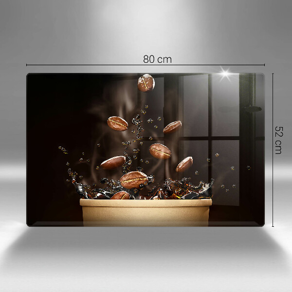 Tabla de cortar de vidrio Granos de café calientes