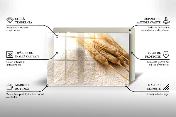 Tabla de cortar de vidrio Harina y espigas de grano