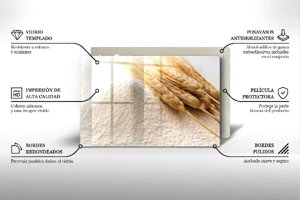 Tabla de cortar de vidrio Harina y espigas de grano