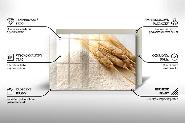 Tabla de cortar de vidrio Harina y espigas de grano