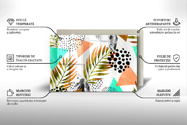 Tabla de cortar de vidrio Patrón de hojas boho