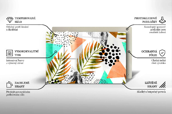 Tabla de cortar de vidrio Patrón de hojas boho