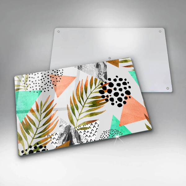 Tabla de cortar de vidrio Patrón de hojas boho