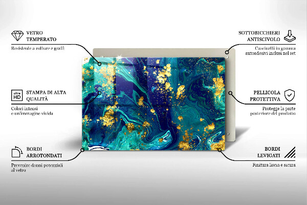 Tabla de cortar de vidrio Abstracción con oro