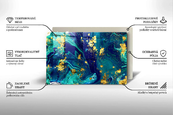 Tabla de cortar de vidrio Abstracción con oro