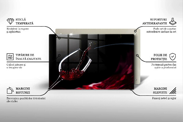 Tabla de cortar de vidrio Una copa de vino tinto