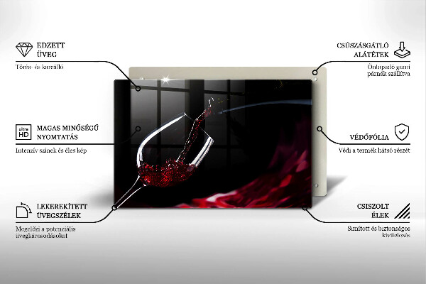 Tabla de cortar de vidrio Una copa de vino tinto