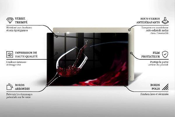 Tabla de cortar de vidrio Una copa de vino tinto