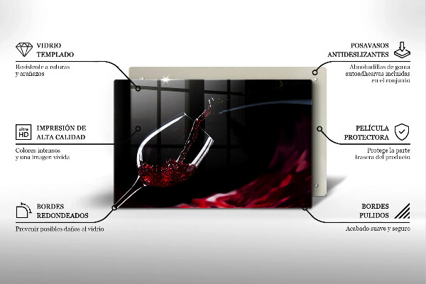Tabla de cortar de vidrio Una copa de vino tinto