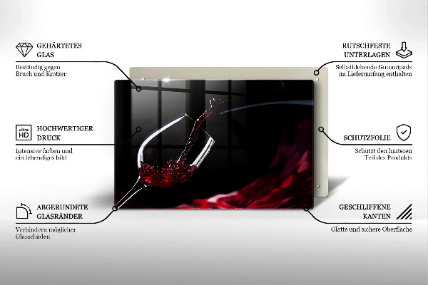 Tabla de cortar de vidrio Una copa de vino tinto
