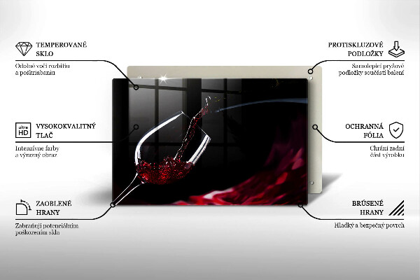 Tabla de cortar de vidrio Una copa de vino tinto