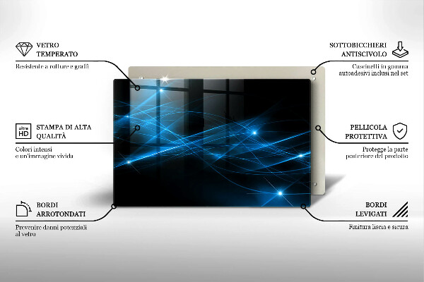 Tabla de cortar de vidrio Humo azul abstracto