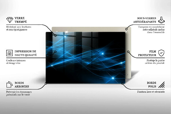 Tabla de cortar de vidrio Humo azul abstracto