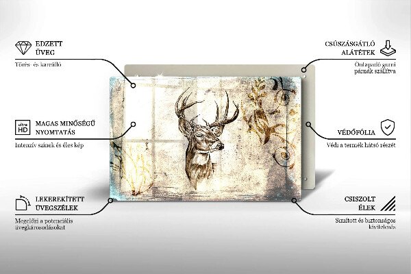 Tabla de cortar de vidrio Ilustración de animales ciervos