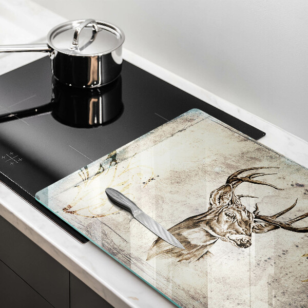 Tabla de cortar de vidrio Ilustración de animales ciervos