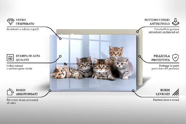 Tabla de cortar de vidrio Dulces gatitos