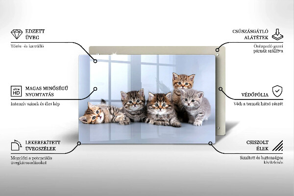 Tabla de cortar de vidrio Dulces gatitos