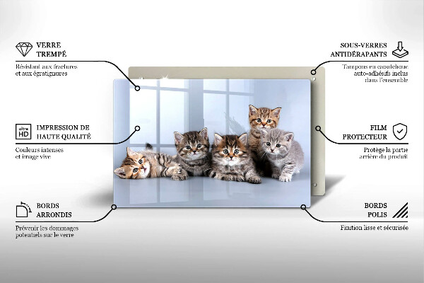 Tabla de cortar de vidrio Dulces gatitos