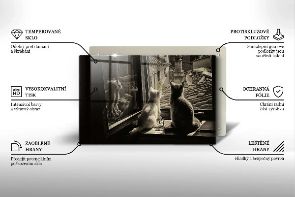 Tabla de cortar de vidrio Ventana y ciudad de gatos