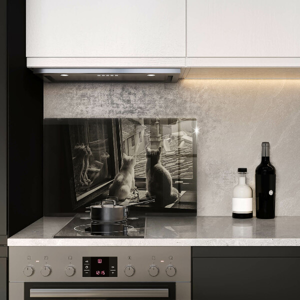 Tabla de cortar de vidrio Ventana y ciudad de gatos