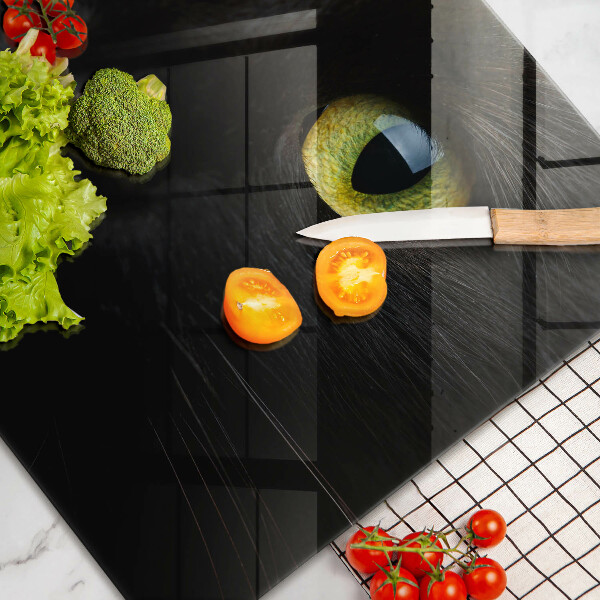 Tabla de cortar de vidrio Ojos de gato animales