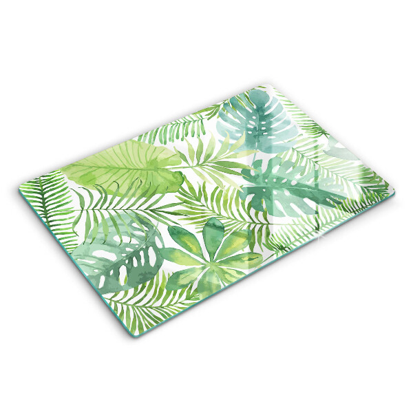 Tabla de cortar de vidrio Hojas boho acuarela