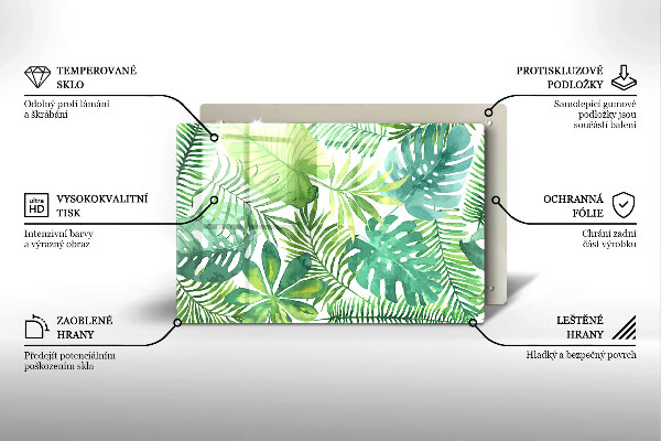 Tabla de cortar de vidrio Hojas boho acuarela