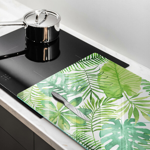 Tabla de cortar de vidrio Hojas boho acuarela